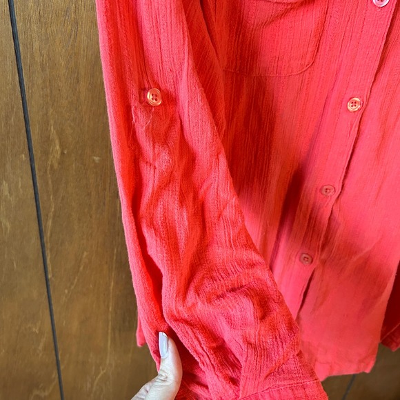 Studio Works Coral Cotton‎ Button-Up Shirt Womens Long Sleeve Casual - Picture 4 of 8